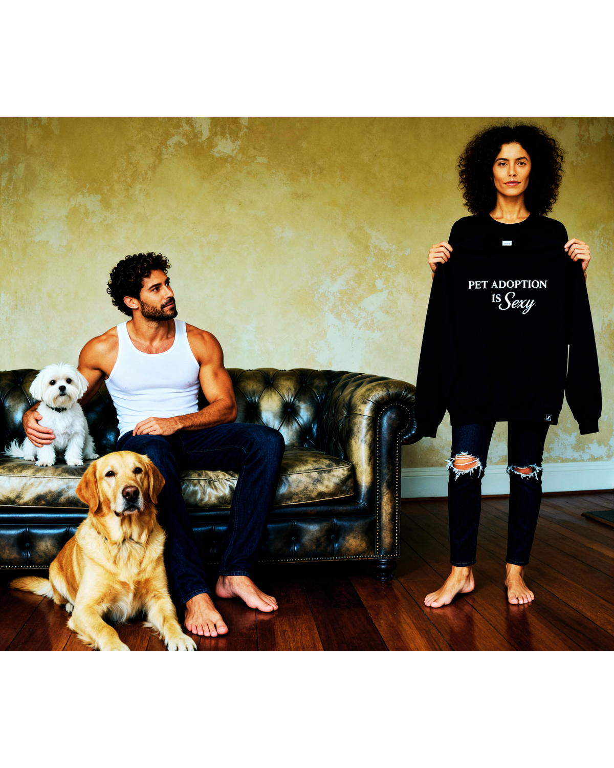 Pet Adoption is Sexy Black Relax Crew