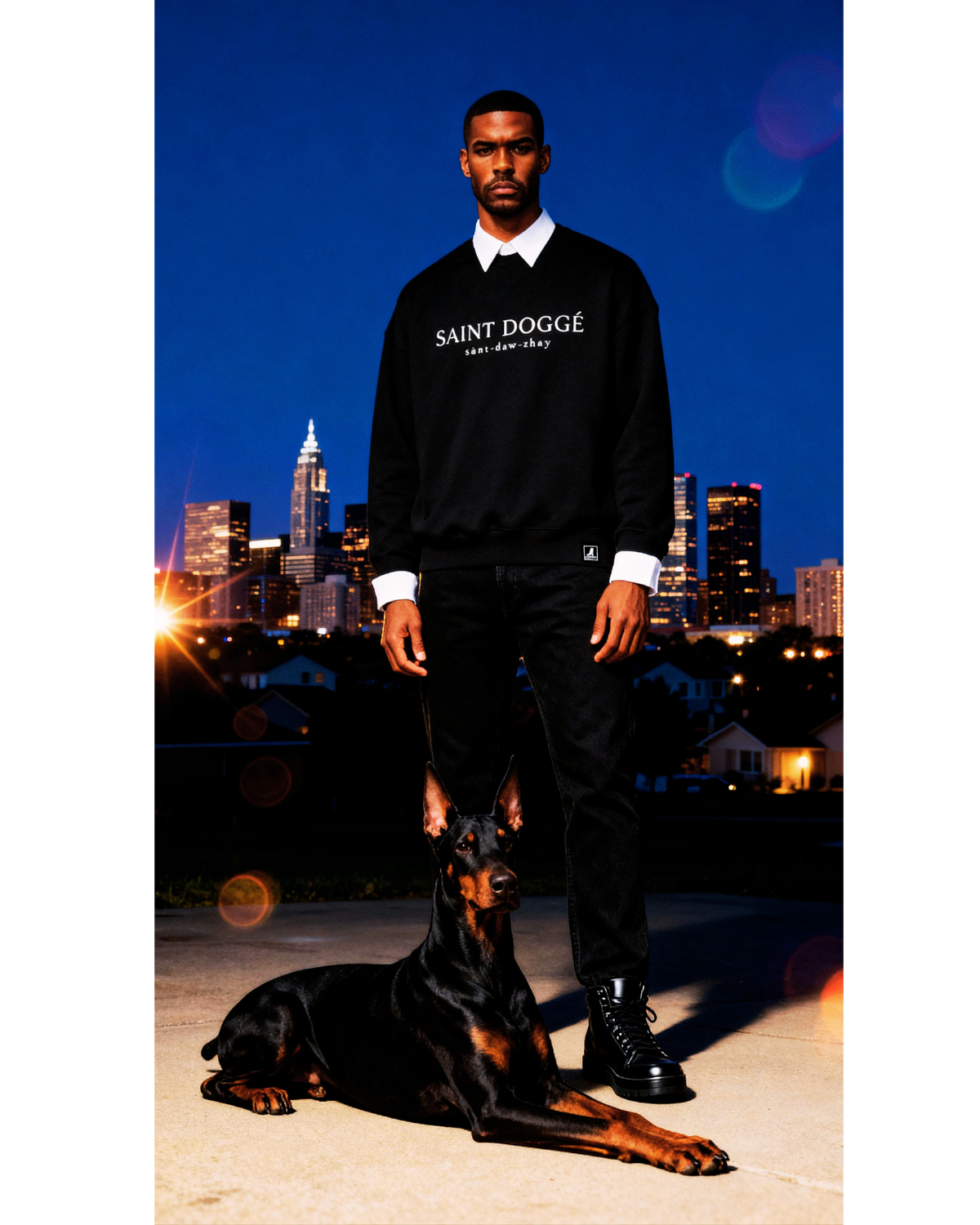 The Accent Black Cotton Crew