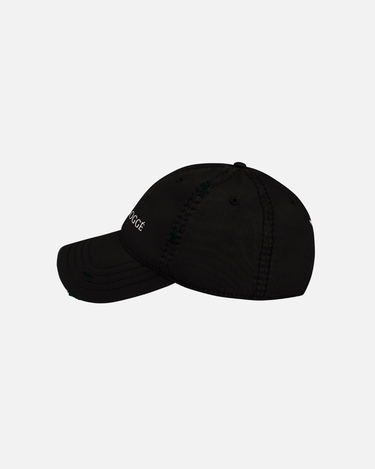 Vintage-inspired streetwear cap with raw-edge design