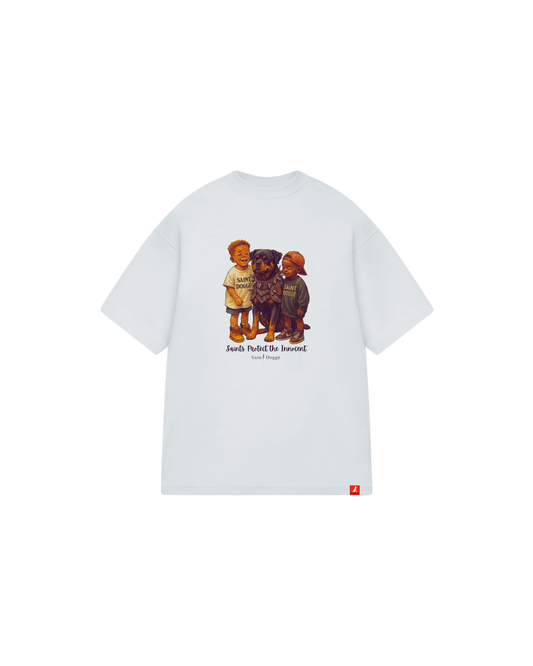 Saints Protect White Cotton Tee - FLÌ PÊP™