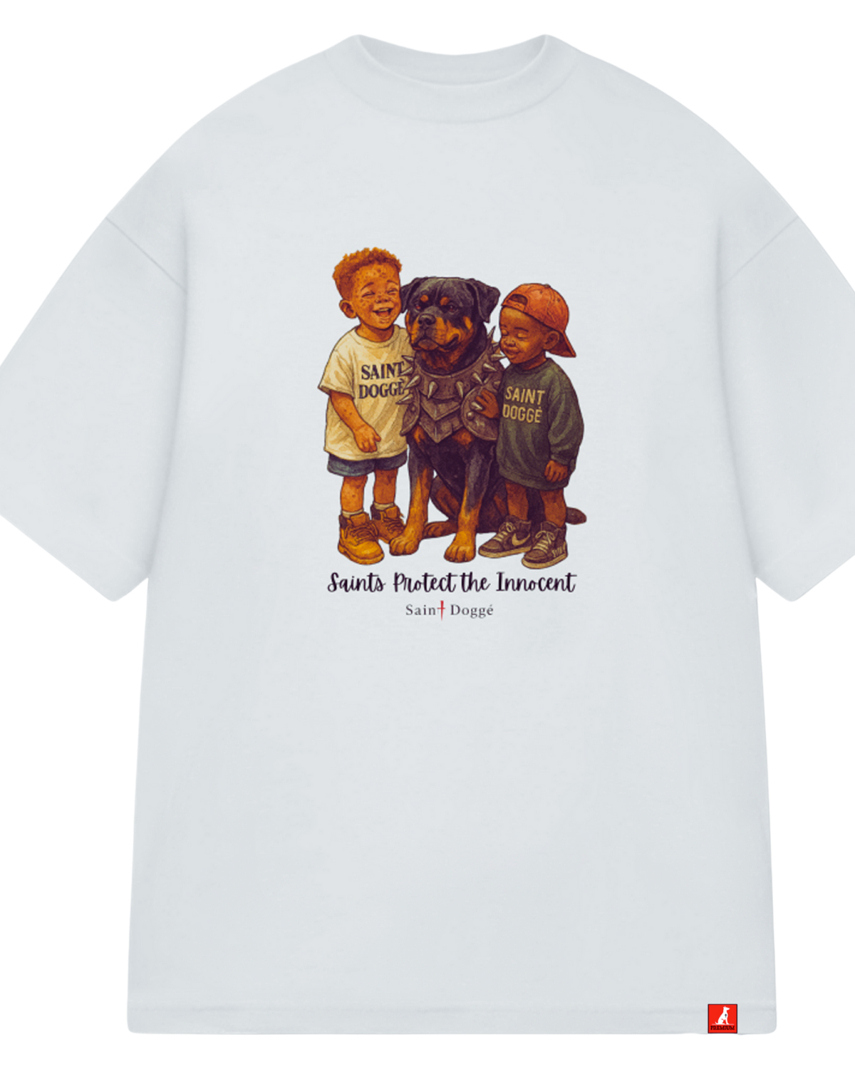 Saints Protect White Cotton Tee - FLÌ PÊP™