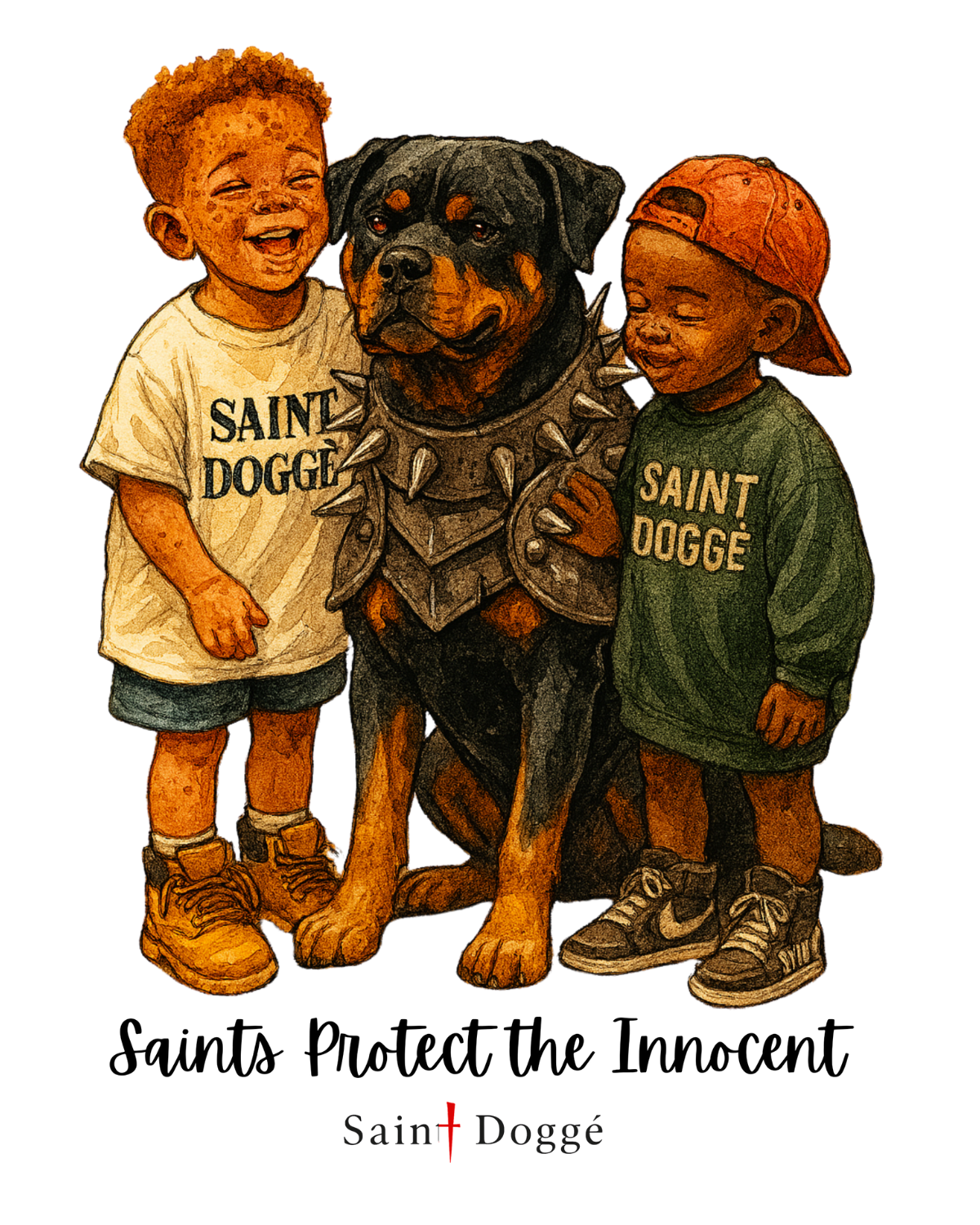Saints Protect White Cotton Tee - FLÌ PÊP™
