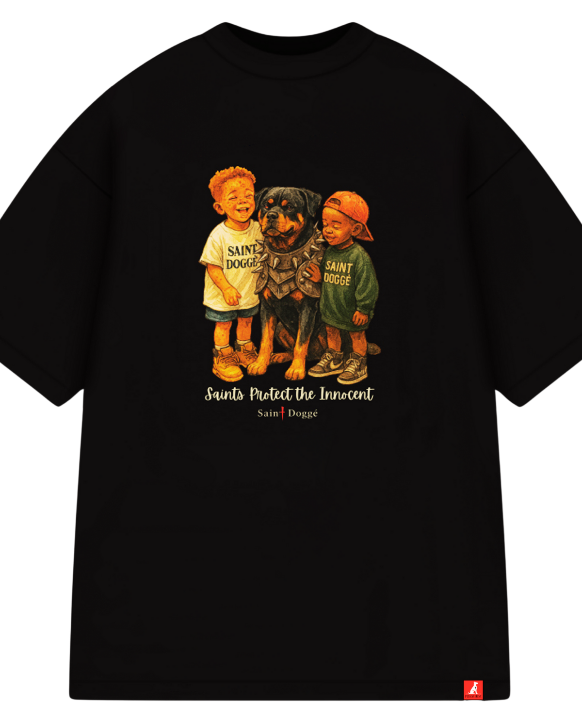 Saints Protect Black Cotton Tee - FLÌ PÊP™