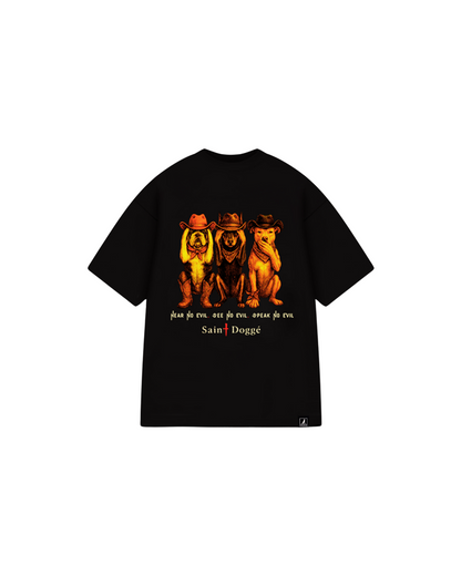 No Evil Cowboys Black Cotton Relax Tee - FLÌ PÊP™