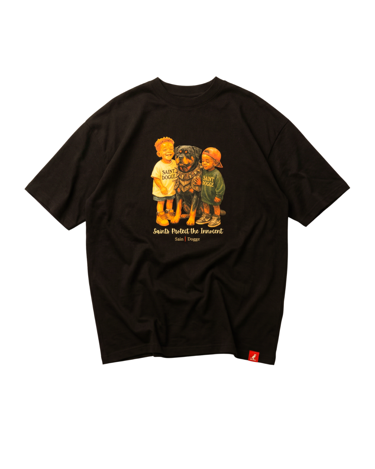 Saints Protect Black Cotton Tee - FLÌ PÊP™