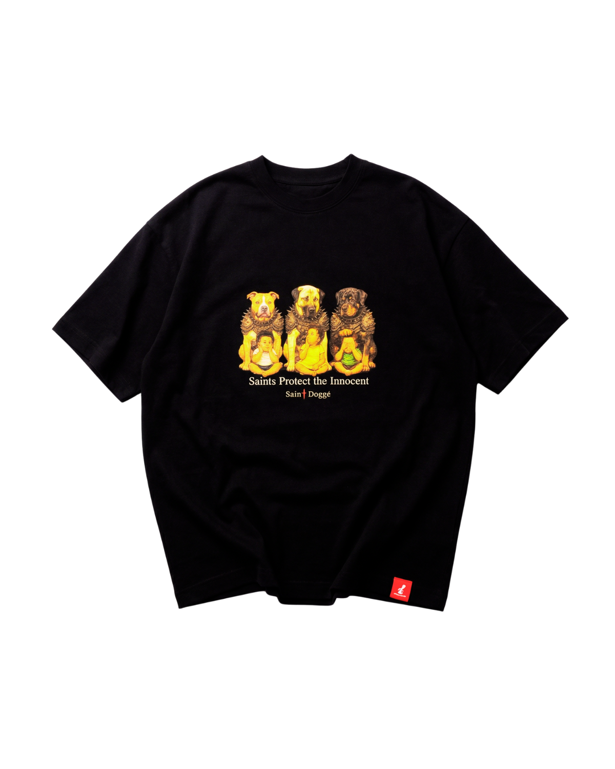 Saints Protect the Innocent Black Cotton Tee - FLÌ PÊP™
