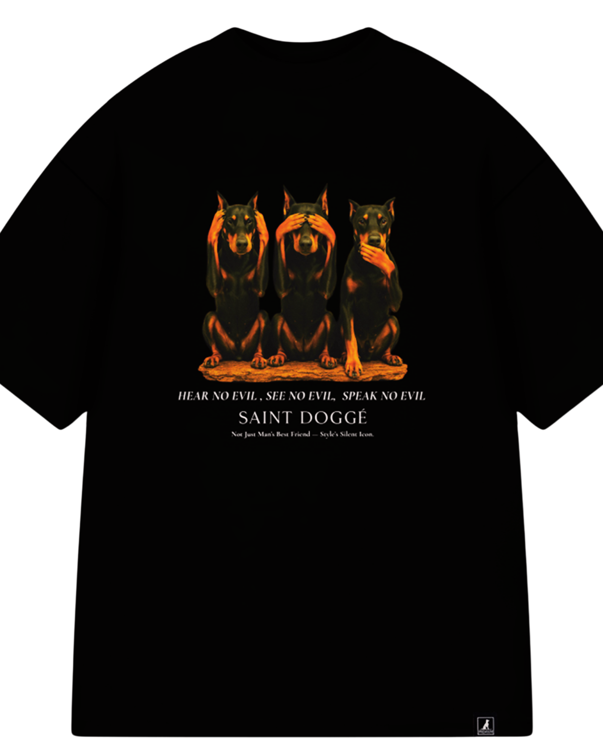 No Evil Black Cotton Relaxed Tee - FLÌ PÊP™