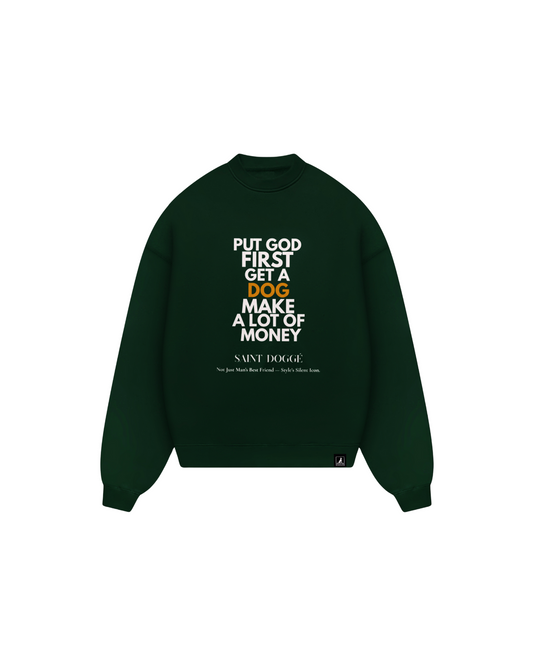 Put God First Pine Green Cotton Relax Crew