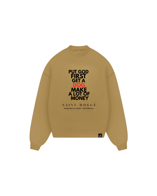 Put God First Sand Cotton Relax Crew - FLÌ PÊP™