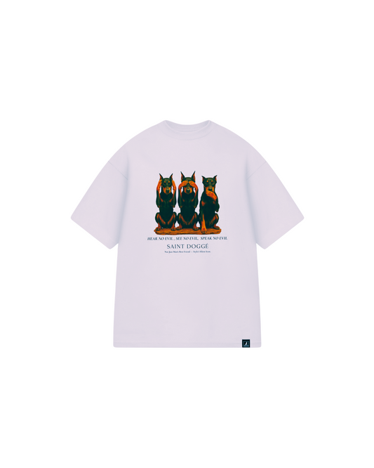 No Evil White Cotton Relaxed Fit Tee