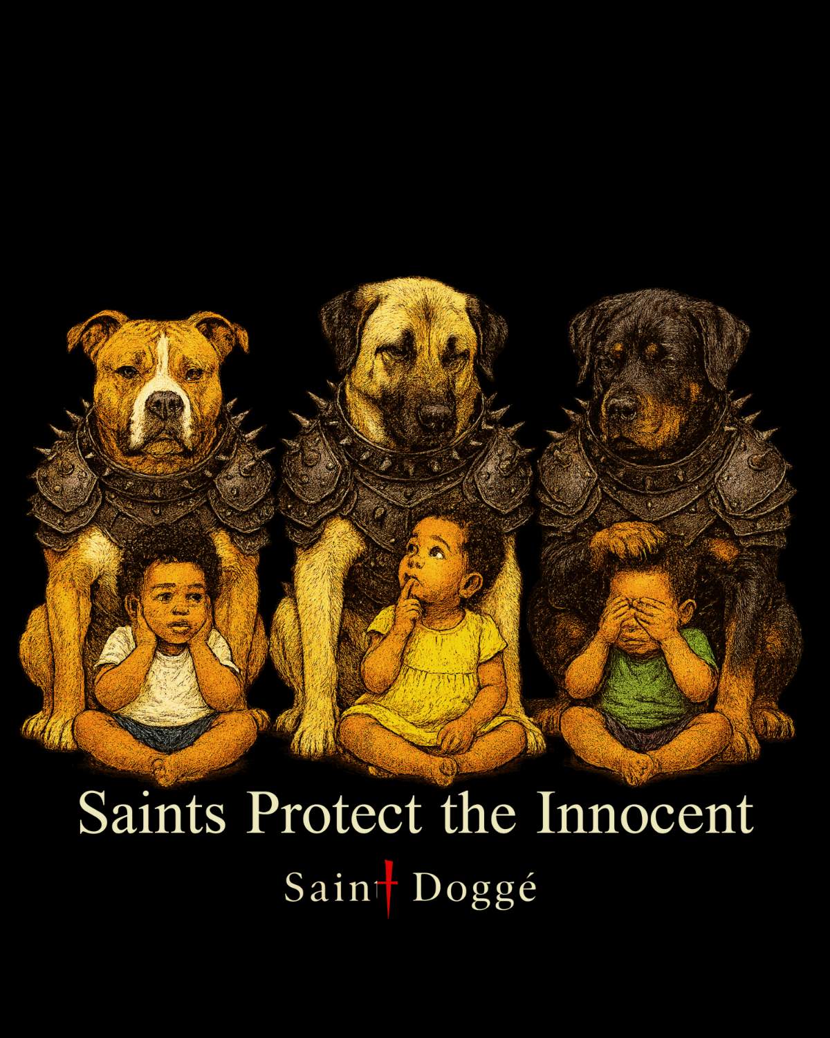 Saints Protect the Innocent Black Cotton Tee - FLÌ PÊP™