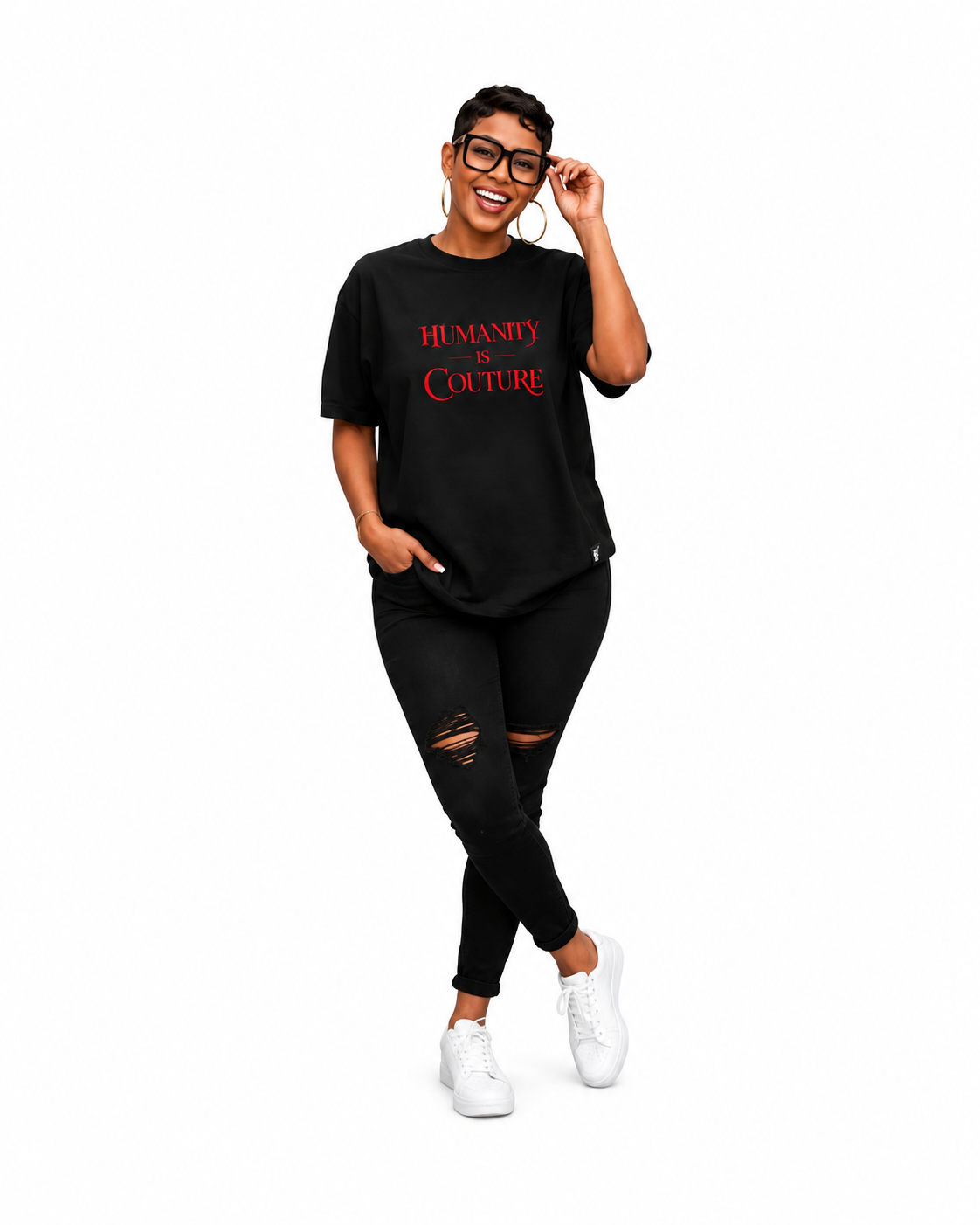 Humanity is Couture Black Red Relax Tee
