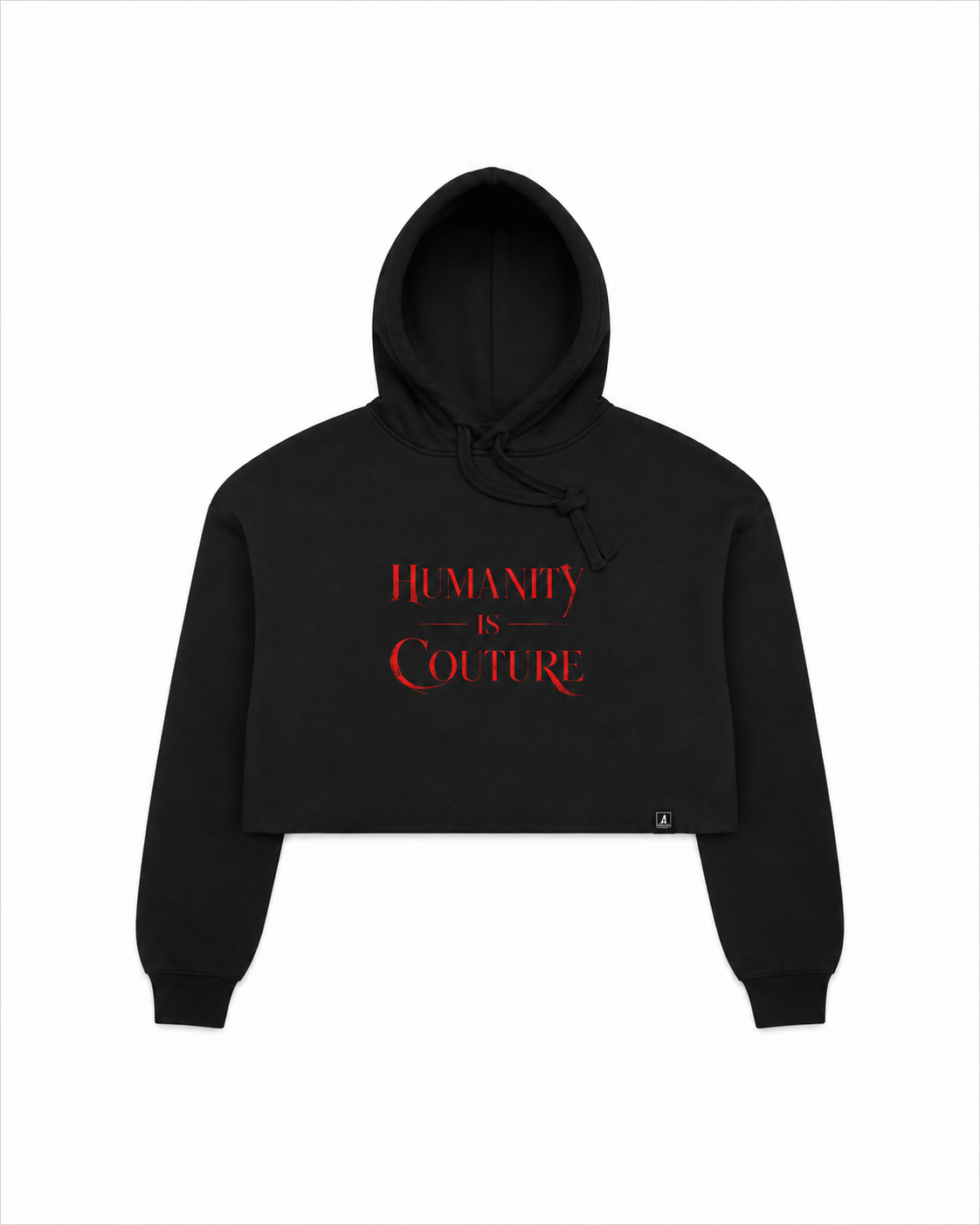 Humanity is Couture Black Red Crop Fleece Hoodie